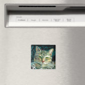 Grijze Tabby Cat Magnet (Insitu (Vaatwasser))
