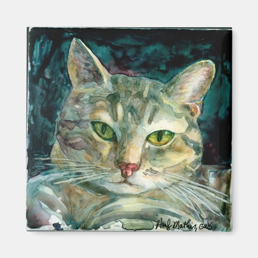Grijze Tabby Cat Magnet (Voorkant)