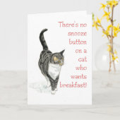 Grijze Tabby Cat Note Kaart (Gele Bloem)