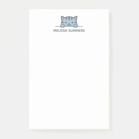 Grijze Tabby Cat Peking boven aangepaste naam Post-it® Notes (Voorkant)