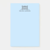 Grijze Tabby Cat Peking boven Custom Name Blue Post-it® Notes (Voorkant)