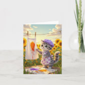 Grijze Tabby Cat schilderij Bedankkaart (Voorkant)