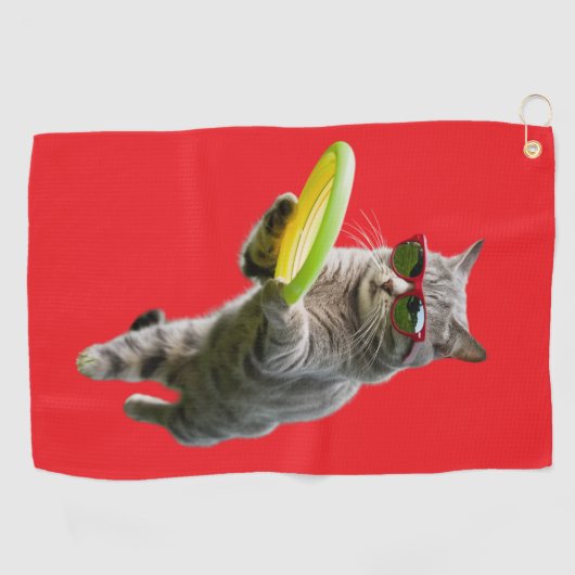 Grijze Tabby Disc Golfer Handdoek (Horizontaal)