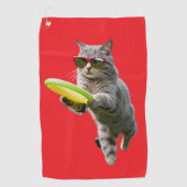 Grijze Tabby Disc Golfer Handdoek (Voorkant)