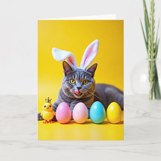 Grijze Tabby Gele Scènekaart Kaart (Voorkant)