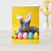 Grijze Tabby Gele Scènekaart Kaart (Gele Bloem)