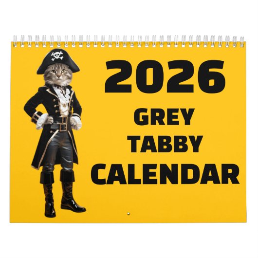 Grijze Tabby-kalender Kalender (Hoes)