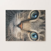 Grijze tabby kat close-up legpuzzel (Horizontaal)