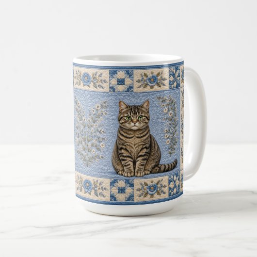 Grijze Tabby Kat Dekbed Koffiemok (Voorkant rechts)
