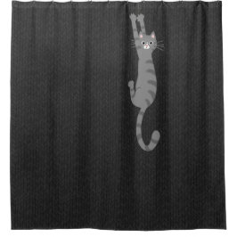 Grijze Tabby Kat Hangend Aan | Grappige Grijze Ges Douchegordijn