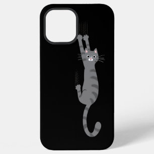 Grijze Tabby Kat Hangend Aan   Grappige Grijze Ges iPhone 12 Pro Max Hoesje