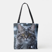 Grijze Tabby Kat in Sneeuw Tote Bag (Achterkant)