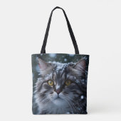Grijze Tabby Kat in Sneeuwstorm Tote Bag (Achterkant)