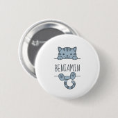 Grijze Tabby Kat Peking achter Aangepaste Naam Ronde Button 5,7 Cm (Voorkant /achterkant)