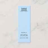 Grijze Tabby Kat Peking boven Bladwijzer Blauw Mini Visitekaartje (Voorkant)