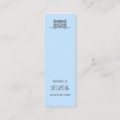 Grijze Tabby Kat Peking boven Bladwijzer Blauw Mini Visitekaartje (Achterkant)