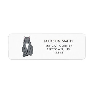 Grijze Tabby Kat Retouradres Label