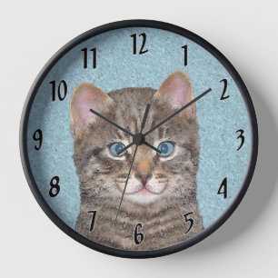 Grijze Tabby Kat Schilderij - Cute Originele Katte