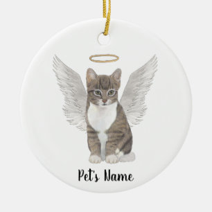 Grijze Tabby Kat Sympathie Herdenking Keramisch Ornament