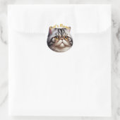 grijze tabby Perzische kat · Gepersonaliseerd Ronde Sticker (Tas)