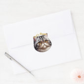 grijze tabby Perzische kat · Gepersonaliseerd Ronde Sticker (Envelop)