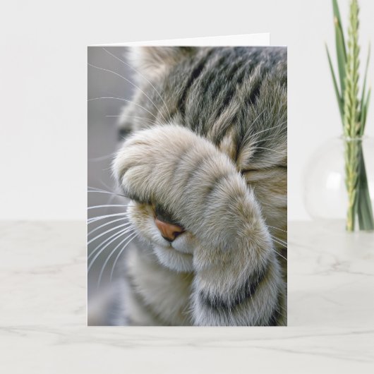 Grijze tabby poes wordt ouder humor kaart (Voorkant)