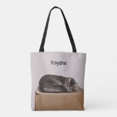 Grijze tablet druppelaar tote bag (Achterkant)