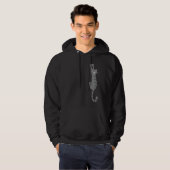 Grijze tabletkat ingeschakeld | Funny Grey Striped Hoodie (Voorkant volledig)