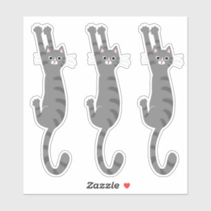 Grijze tabletkat ingeschakeld   Funny Grey Striped Sticker