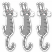Grijze tabletkat ingeschakeld | Funny Grey Striped Sticker (Voorkant)