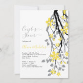 Grijze tak met gele bloemen douches kaart (Voorkant)