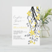 Grijze tak met gele bloemen douches kaart (Staand voorkant)