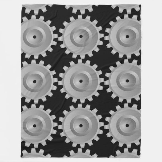 Grijze tandwielen fleece deken (Voorkant)