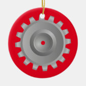 Grijze tandwielen keramisch ornament (Voorkant)