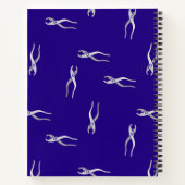 Grijze tangen patroon blauw rond Notitieboek (Achterkant)