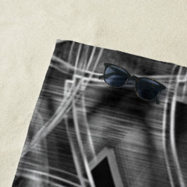 Grijze tape-achtige curven, gemarkeerde lijnen in  strandlaken