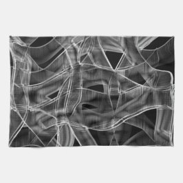 Grijze tape-achtige curven, gemarkeerde lijnen in  theedoek