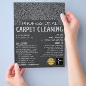 Grijze tapijt, tapijtreiniger, reinigingsservice flyer (Hand)