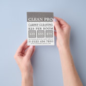 Grijze tapijt, tapijtreinigers, reinigingsservice flyer (Hand)