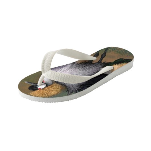 Grijze Teenslippers met kraanvogel (Schuin)