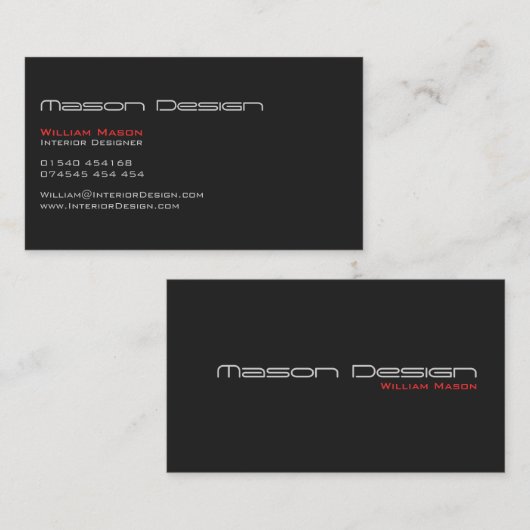 Grijze tekst alleen Modern Minimalistisch Visiteka Visitekaartje (Voorkant / Achterkant)