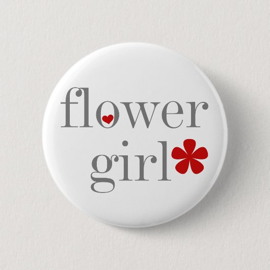 Grijze tekst Bloemenmeisje Ronde Button 5,7 Cm (Voorkant)