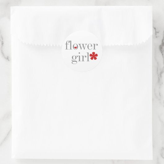 Grijze tekst Bloemenmeisje Ronde Sticker (Tas)