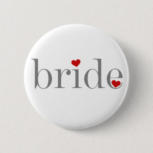 Grijze tekstbride ronde button 5,7 cm
