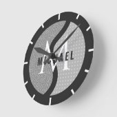 Grijze tennis-Initiaal en naambordjes Zwarte slaap Ronde Klok (Hoek)