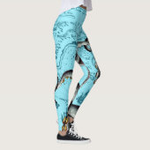 Grijze tentakels op blauwe kaart leggings (Rechts)