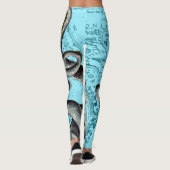 Grijze tentakels op blauwe kaart leggings (Achterkant)
