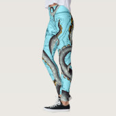 Grijze tentakels op blauwe kaart leggings (Links)