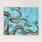 Grijze tentakels op blauwe  kaart legpuzzel (Horizontaal)