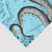 Grijze tentakels op blauwe  kaart tissuepapier (Detail)